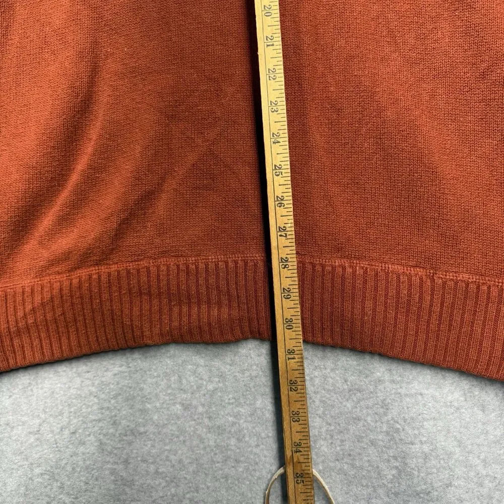 VTG Eddie Bauer Men's XL Rust Knit Cotton Mock Neck Zip Pullover Sweater Casual - Picture 6 of 6